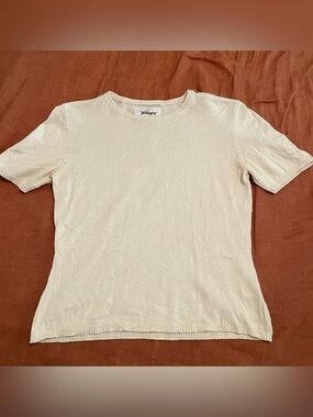 Worthington Cream Crewneck Sweater. Cashmere/Silk